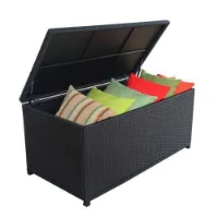 Picture of Outdoor Storage Box Rattan Wicker Large Black 430L